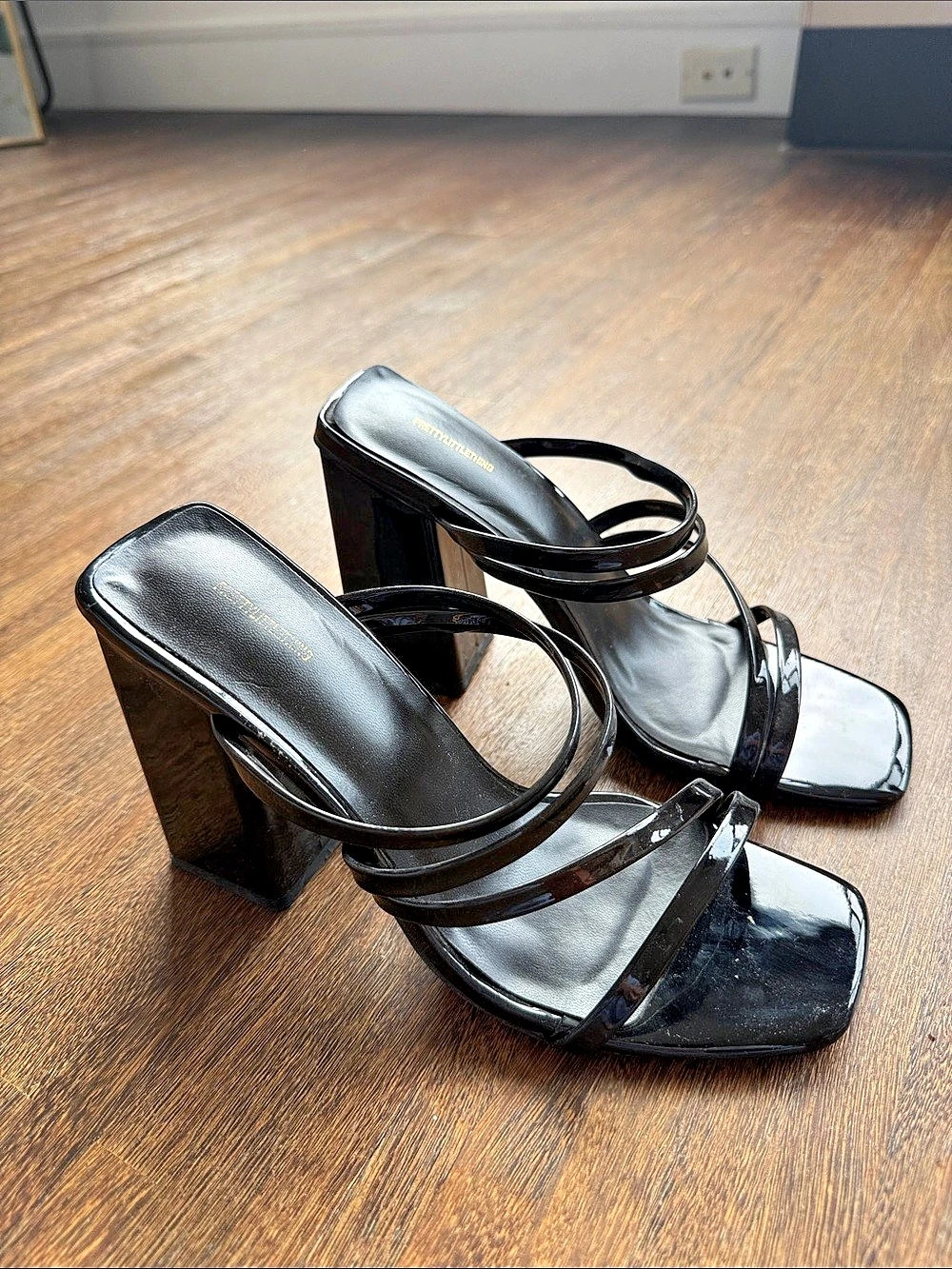 PrettyLittleThing Black Strappy Block Heel Sandals
